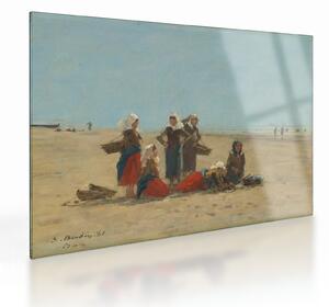 Staklena slika - Eugène Boudin, Women on the Beach at Berck, reprodukcije (70x50 cm)