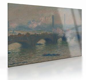 Staklena slika - Claude Monet, Waterloo Bridge, Gray Day, reprodukcije (70x50 cm)