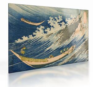 Staklena slika - Katsushika Hokusai, Fishing Boats at Choshi in Shimosa (Soshu Choshi) , reprodukcije (70x50 cm)