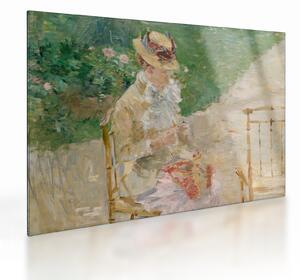 Staklena slika - Berthe Morisot, Young Woman Knitting, reprodukcije (70x50 cm)