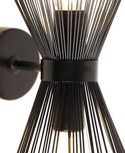Art Deco zidna lampa crna 2-svjetlo - Metla