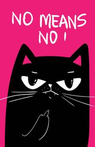 Ilustracija Black Cat with grumpy face. saying, Marianna Pashchuk