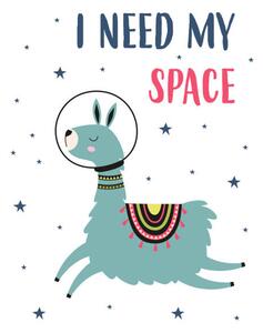 Ilustracija card of llama and space, vector illustration, MaksimYremenko