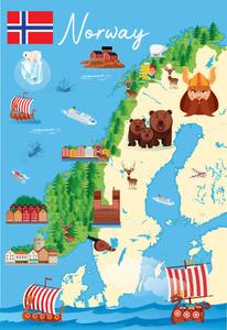 Ilustracija Cartoon Map of Norway, drmakkoy