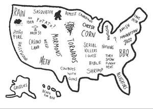 Ilustracija Funny stereotype map of USA, tupungato