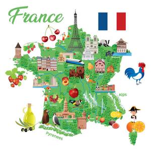 Ilustracija Travel Map of France, drmakkoy