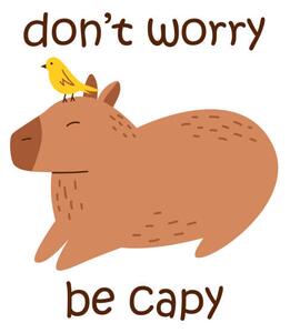 Ilustracija Vector funny capybara with text dont, Ulyana Moskalchuk