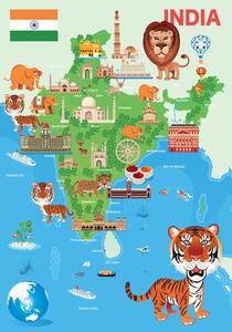 Ilustracija India Cartoon Map, drmakkoy