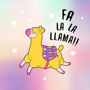 Ilustracija Cute fluffy llama alpaca card. Holographic, Vivali