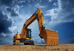 Ilustracija Yellow Excavator at Construction Site, narvikk