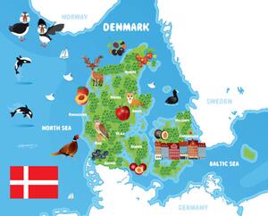 Ilustracija Denmark Travel Maps, drmakkoy