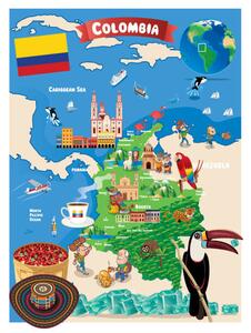 Ilustracija Cartoon map of Colombia, drmakkoy