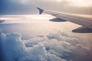 Ilustracija Image of airplane wing flying above the clouds, Moazzam Ali Brohi