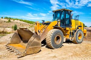 Ilustracija Yellow earth mover prepares the ground, ewg3D