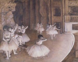 Edgar Degas - Reprodukcija umjetnosti Ballet Rehearsal on the Stage, 1874, (40 x 30 cm)