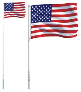 VidaXL Zastava Sjedinjenih Država i jarbol 5,5 m aluminijski