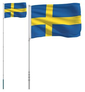 VidaXL Švedska zastava i jarbol 5,55 m aluminijski