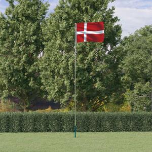 VidaXL Danska zastava i jarbol 5,55 m aluminijska