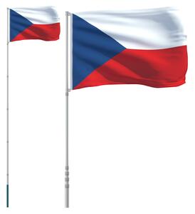 VidaXL Češka zastava i jarbol 5,55 m aluminijska