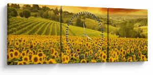 Slika - Polje suncokreta (sa satom) (90x30 cm)