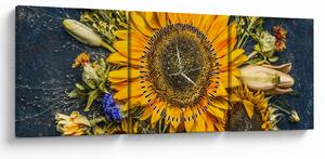 Slika - Jesensko cvijeće (sa satom) (90x30 cm)