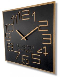 Dizajnerski zidni sat u luksuznoj kombinaciji drveta i crne boje 60 cm