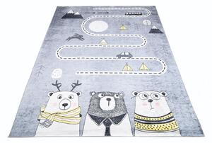 Dječji tepih s motivom životinja i ceste Širina: 120 cm | Duljina: 170 cm