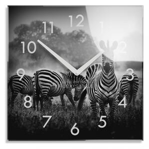 Ukrasni crno-bijeli stakleni sat sa zebrama, 30 cm