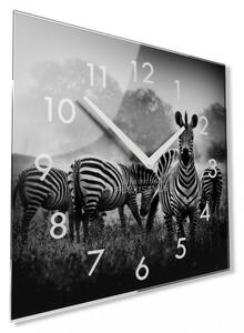 Ukrasni crno-bijeli stakleni sat sa zebrama, 30 cm
