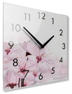 Ukrasni stakleni sat s motivom rascvjetanog cvijeća , 30 cm