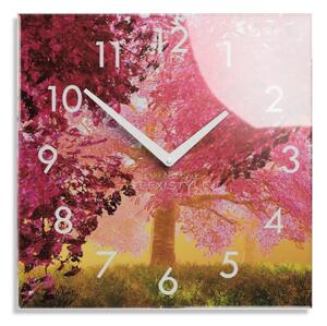 Ukrasni stakleni sat s motivom cvjetnog drva , 30 cm