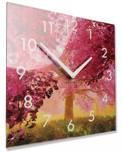 Ukrasni stakleni sat s motivom cvjetnog drva , 30 cm