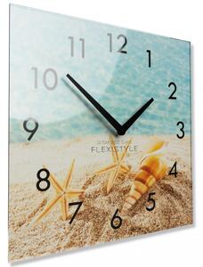 Ukrasni stakleni sat 30 cm s motivom plaže