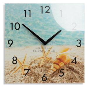 Ukrasni stakleni sat 30 cm s motivom plaže