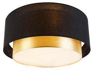 Moderna stropna svjetiljka crna sa zlatom 50 cm 3-svjetlo - Drum Duo