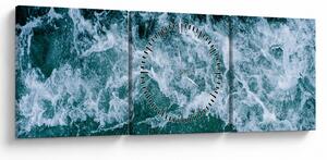 Slika - Oceanski valovi (sa satom) (90x30 cm)