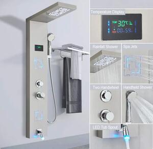 Luksuzni LED tuš panel u crnoj ili nikal boji | Nadgradni tuš sistem EYN TP1444<span> - </span>Nikelj