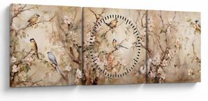 Slika - Vintage slika ptica II. (sa satom) (90x30 cm)