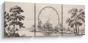 Slika - Vintage pejzažni crtež (sa satom) (90x30 cm)