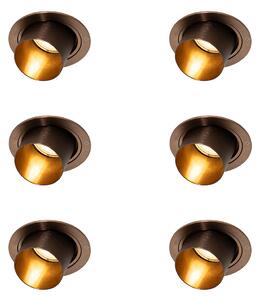 Set od 6 modernih ugradbenih reflektora tamno brončane boje, okrugli, nagibni - Installa