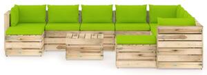 VidaXL 11-dijelna vrtna garnitura s jastucima zeleno impregnirano drvo