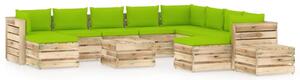 VidaXL 12-dijelna vrtna garnitura s jastucima zeleno impregnirano drvo