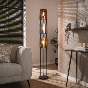 ZIJLSTRA Lucente Tricolore podna lampa, crna, 3 žarulje, 175 cm, E27, Crno, Dnevni boravak/blagovaonica, Metal