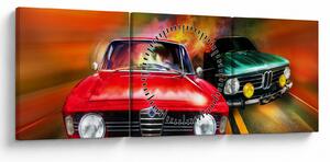 Slika - Retro trkaći automobili (sa satom) (90x30 cm)