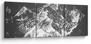 Slika - Ilustracija planina (sa satom) (90x30 cm)