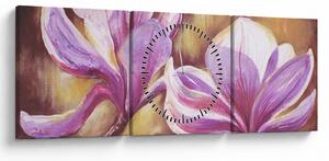 Slika - Cvjetovi magnolije (sa satom) (90x30 cm)