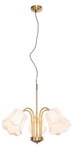 Klasična viseća svjetiljka od mesinga s bijelim abažurom 5-svjetlo - Nona