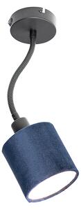 Zidna svjetiljka crna s plavim prekidačem za sjenilo i fleksibilnom rukom - Merwe