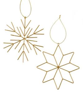 Set 2 kom božićnih ukrasa GOLDEN SNOW metalni 11,5 cm, zlatni