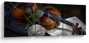 Slika - Ruže i violina (sa satom) (90x30 cm)